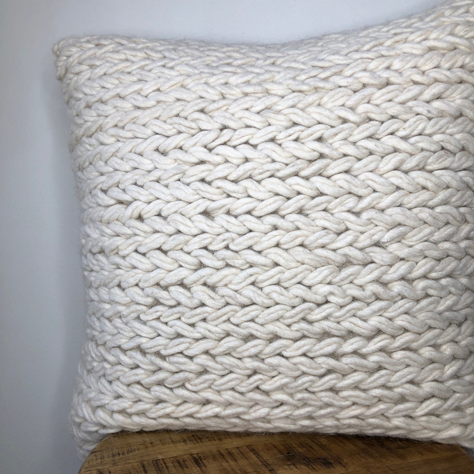 Cream Wool Braided Pillow cover 20 Inch or 16 x 26 Lumbar Etsy