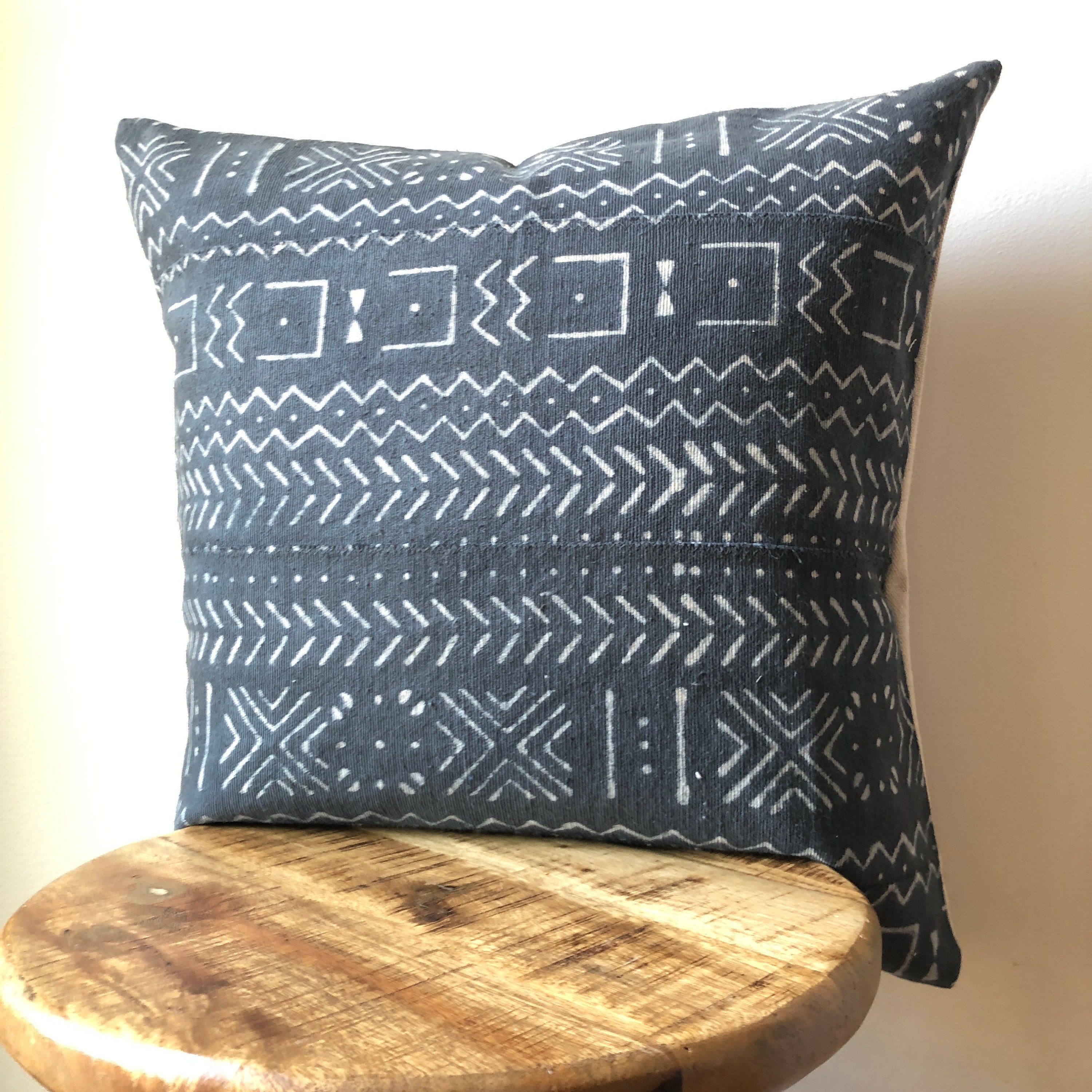 White With Black Tribal Print Mudcloth Style Pillow - Etsy