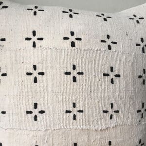 Amazing Antiqued African Mudcloth Hand Stitched Black & White Pillow Cover 16 x 16 18 x 18 20 x 20 also available image 4