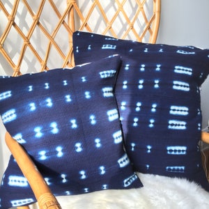 Amazing African Mudcloth Hand Stitched White & Black or Shibori Indigo Pillow Cover 16x16 20x20 25x25 16x26 also available image 7