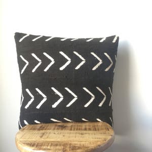 Large Arrow African Mudcloth Hand Stitched Black & White Pillow Cover - 16" x 16" - 20" x 20" - 25" x 25" - also available