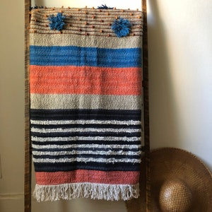 Rust and Navy Blanket with Fringe Tassels image 3