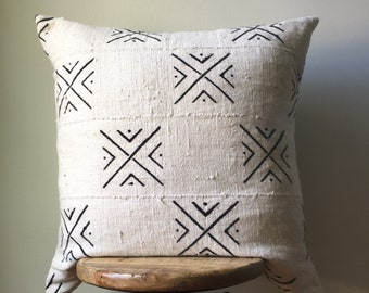 Amazing Arrow Dot African Mudcloth Hand Stitched Black & White Pillow Cover - 16", 18", 20", 25" 16" x 26" -  Custom Sizes Available