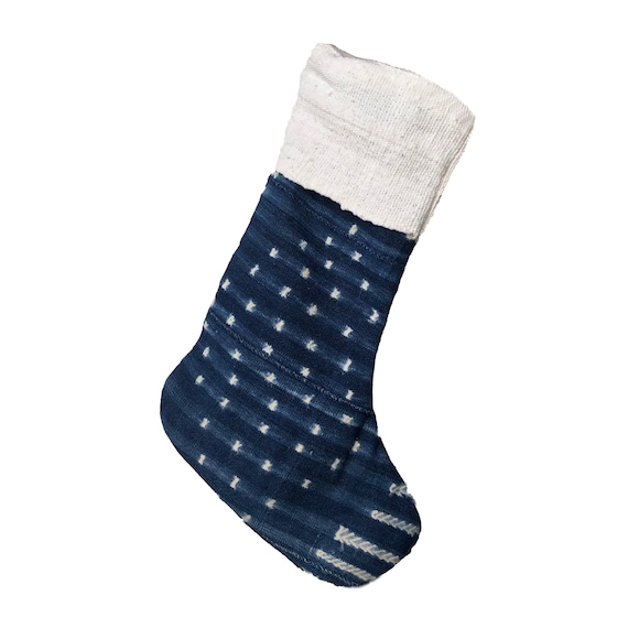 Indigo Mudcloth Christmas Stocking