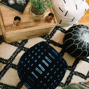 Black and White or Indigo Mudcloth Square Pouf / Bean Bag Chair / Ottoman Made from African Mudcloth image 8