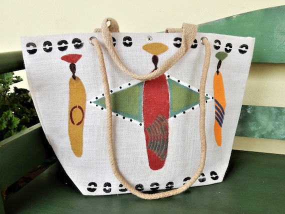 Borsa a mano o a tracolla da mare e spiaggia dipinta stile | Etsy Italia