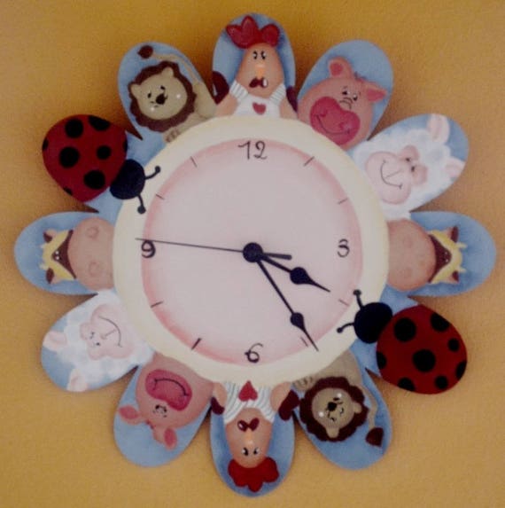 Reloj pintado a mano de estilo rustico para habitacion infantil Etsy Espana