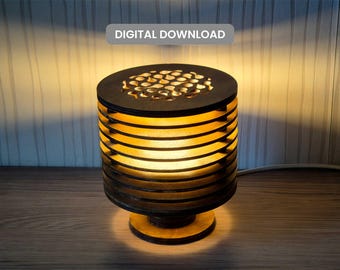 Laser Cut Wooden Table Lamp – Modern Plywood Desk DIY Light (Digital Download)