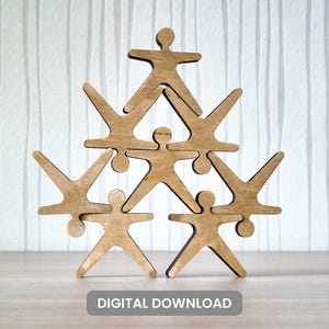 Holz Stapelspiel SVG DXF PDF – Balancieren von Figuren – Laser geschnitten Datei für Kinderspiel, Familiengeschenk, Montessori Spielzeug – Digitaler Download