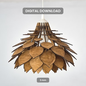 Lampadario a pigna scandinavo / File tagliato al laser / Lampada a sospensione in legno - Download digitale / SVG DXF PDF