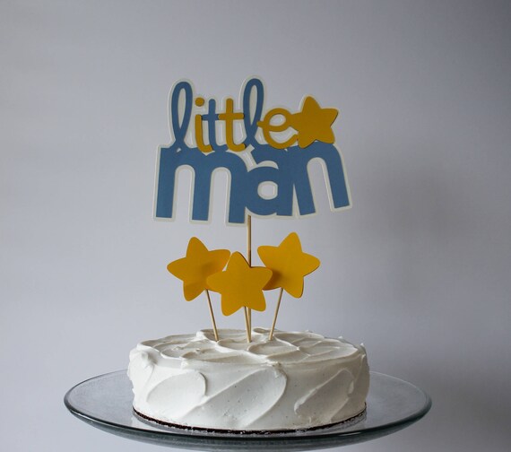 Little Man Cake Topper / Boy Baby shower / Twinkle Twinkle Little Star / Little man Centerpiece / Blue - White - Yellow / Little man theme Il_570xn