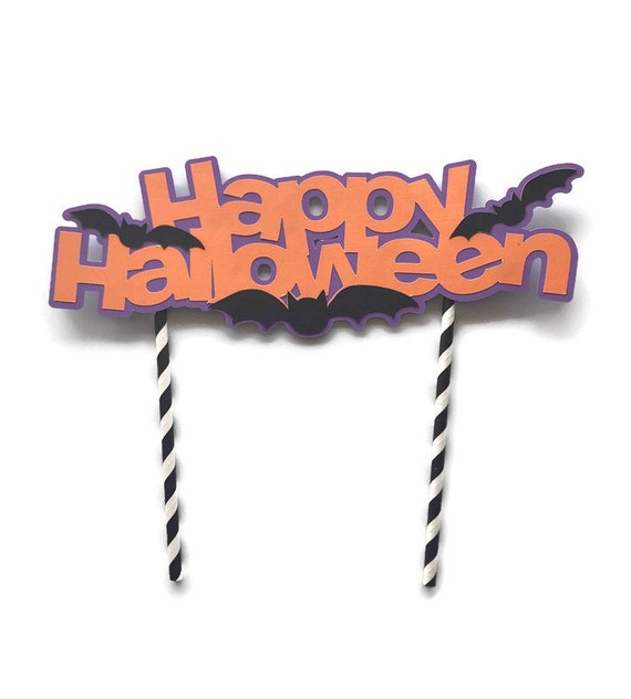 Halloween Cake Topper, happy halloween cake topper, bat cake topper, halloween party decorations, Halloween Decorations, Halloween Il_570xn