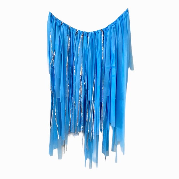 Streamer Backdrop, Fringe Backdrop, sky backdrop, blue fringe garland, hot air balloon party decorations, Tablecloth Fringe Backdrop Il_570xn