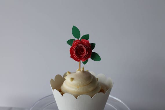 Rose Cupcake topper, rose garden theme, garden baby shower, rose theme baby shower, garden tea party, bridal shower decor,Fairy garden party Il_570xn
