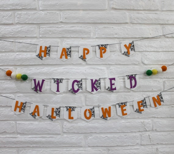 Halloween garland, halloween banner, wicked witch party, wicked, Happy Halloween garland, wicked witch garland, fall decor, halloween party Il_570xn