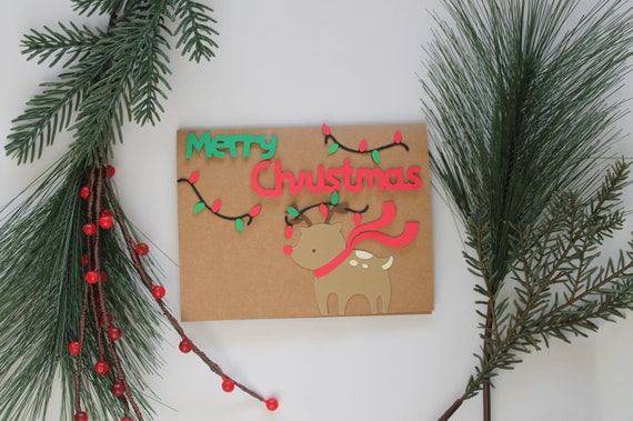 Rudolf Greeting Card / Holiday Card / X-mas Card / Christmas Card / Reindeer Card / Reindeer Greeting Card Il_570xn