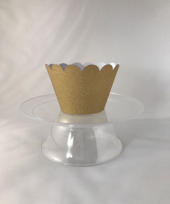 Gold Cupcake Wrapper / Glitter Cupcake Wrapper / paper Party Decor / Dessert Table Il_570xn