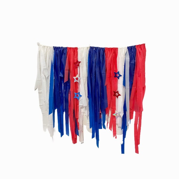 Red white and blue fringe garland, Streamer Backdrop, Fringe Backdrop, patriotic party decorations, patriotic backdrop, boy birthday idea