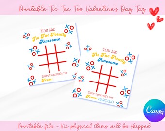 Printable Valentine's Day Tic Tac Toe Tags, Happy Valentine's Day Tag, Printable Valentines, funny valentines tag