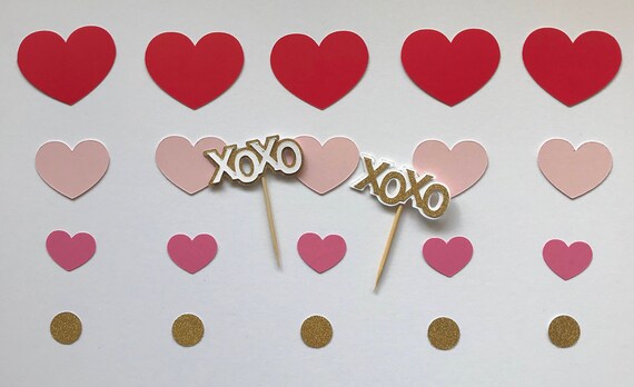 XOXO Cupcake Topper / Valentine's Day Cupcake Topper / Dessert Table Decorations / Valentine's Day Decorations/ Il_570xn