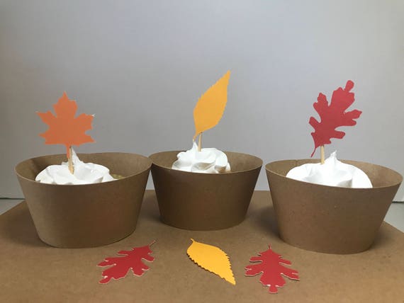 Thanksgiving Decorations / Thanksgiving Cupcake Toppers / Fall Leaf Cupcake Topper Il_570xn