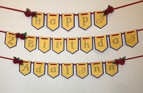 Beauty and the beast birthday banner, Disney birthday, Rose Birthday Banner, beauty and the beast theme party, disney princess birthday Il_570xn