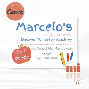 Panneau imprimable premier jour d&#39;école, panneau rentrée scolaire, panneau premier jour d&#39;école modifiable, rentrée scolaire numérique, panneau imprimable