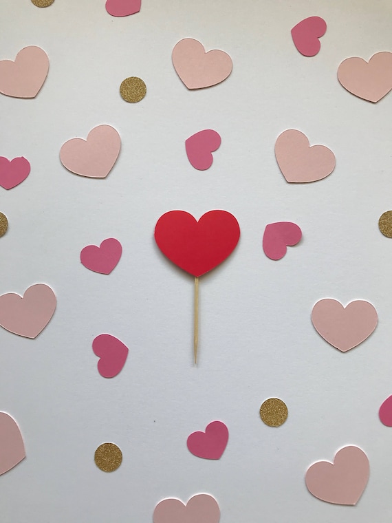 Heart Cupcake Topper / Valentine's Day Cupcake Topper / Dessert Table Decorations/ Valentine's Day Decorations Il_570xn