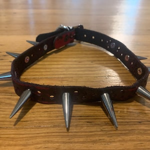 Leather Black&Red Spike Cheese Grater Cuff