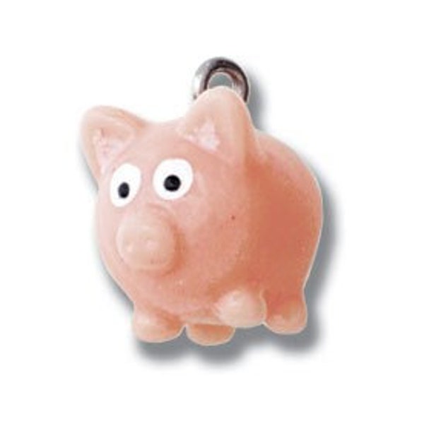 N1059+ Pink Pig - 3-D Hand Painted Resin Charm - QUANTITY OPTIONS