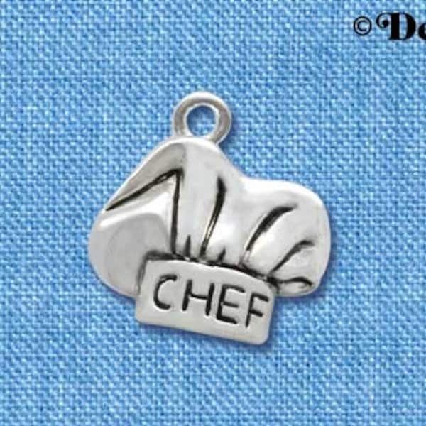 C2599 tlf - Chef Hat - Silver Plated Charm, Chef Charm,Cooking Charms,Charms,Jewelry Making,Chef Gift,Cooking Gift,QUANTITY DISCOUNT OPTIONS