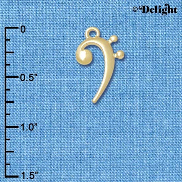C4866 tlf - Base Clef - Gold Plated Charm, Music Charm, Music Notes, Musician Charm, Musical Charm, Clef Charm QUANTITY DISCOUNTS OPTIONS