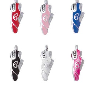 Enameled Running Shoe Charm with Crystal Accent