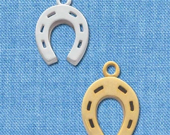 Silver Plated Horseshoe Charm: Good Luck Jewelry (19mm)