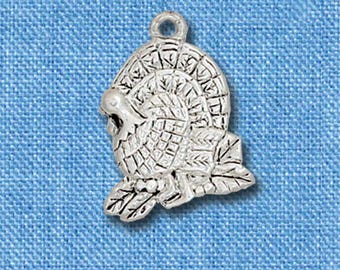 Medium Antiqued Turkey - Silver Plated Charm, Gold tone, Thanksgiving Day Gifts, Jewelry Making - QUANTITY DISCOUNTS