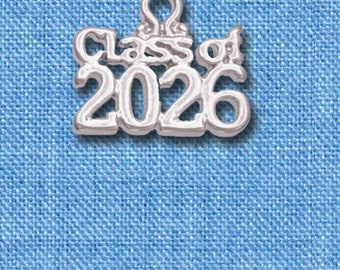 C6667 C6671 Class of 2026 Charm, Senior Graduation Gifts, Year jewelry, Gold tone Plated, Silver Plated - Jewelry Making QUANTITY DISCOUNTS