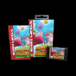 Romeow And Julicat - セガジェネシス版の公式メガキャットスタジオカートゲーム - クラシックな16ビットパズルブロッククエスト