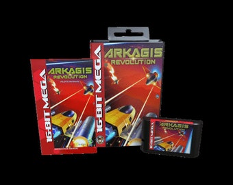 Arkagis- Official Mega Cat Studios Cart Game for the Sega Genesis Version - Classic 16 bit Arcade-style Top-down Shooter