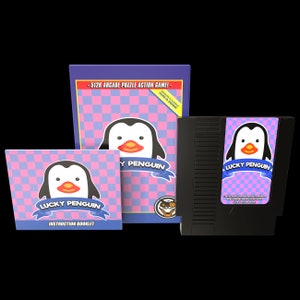 ラッキーペンギン - 任天堂エンターテイメントシステム NES 用のメガキャットスタジオ公式アクションパズルビデオゲームカート