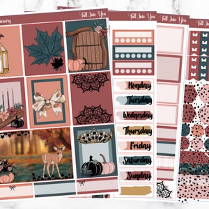 FOILED Fall , Weekly Kit, Planner Sticker, Recollections, EC, HP, Inserts, Rose Gold Foiled, Vertical Weekly Kit