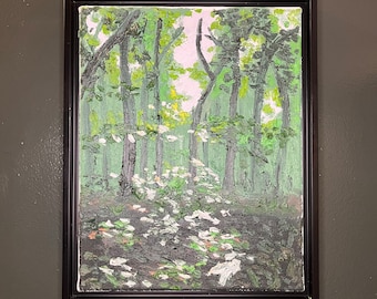 Green Underbrush Abstract Woods Oil Painting