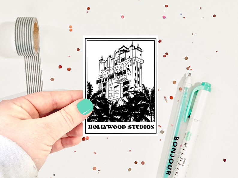 Hollywood Studios Polaroid Illustration StickerTower of Terror StickerHollywood Tower HotelDisney/'s Hollywood Studios Park Sticker