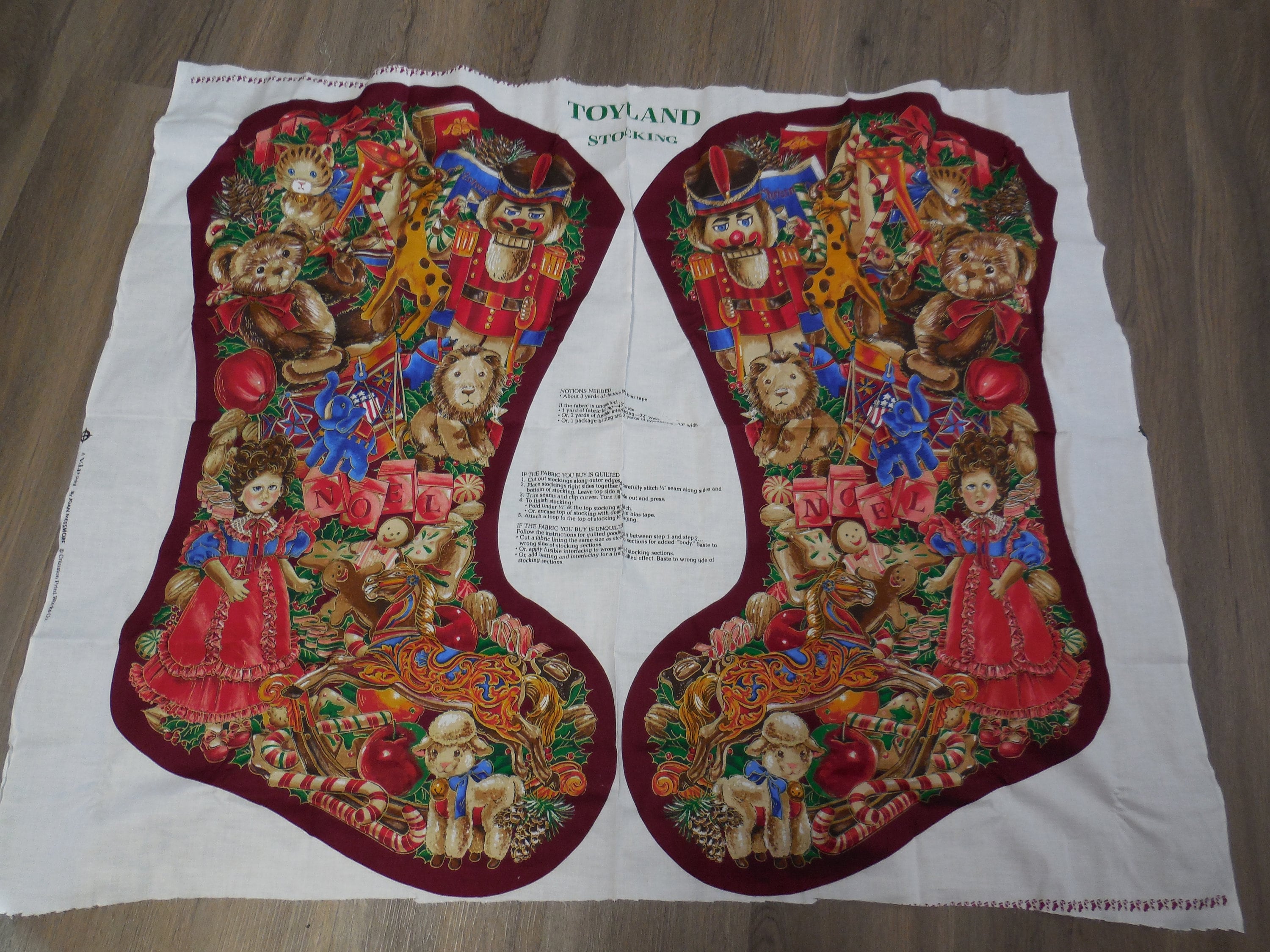 Vintage Cranston Jumbo Christmas Stocking Toyland Fabric Craft Panel Etsy