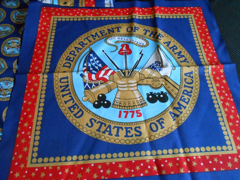 US Army Military Quilt Blocks and Matching Backing Cotton Fabric Etsy