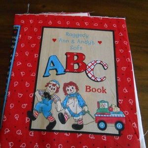 Vintage Raggedy Ann and Andy cloth book fabric craft panel