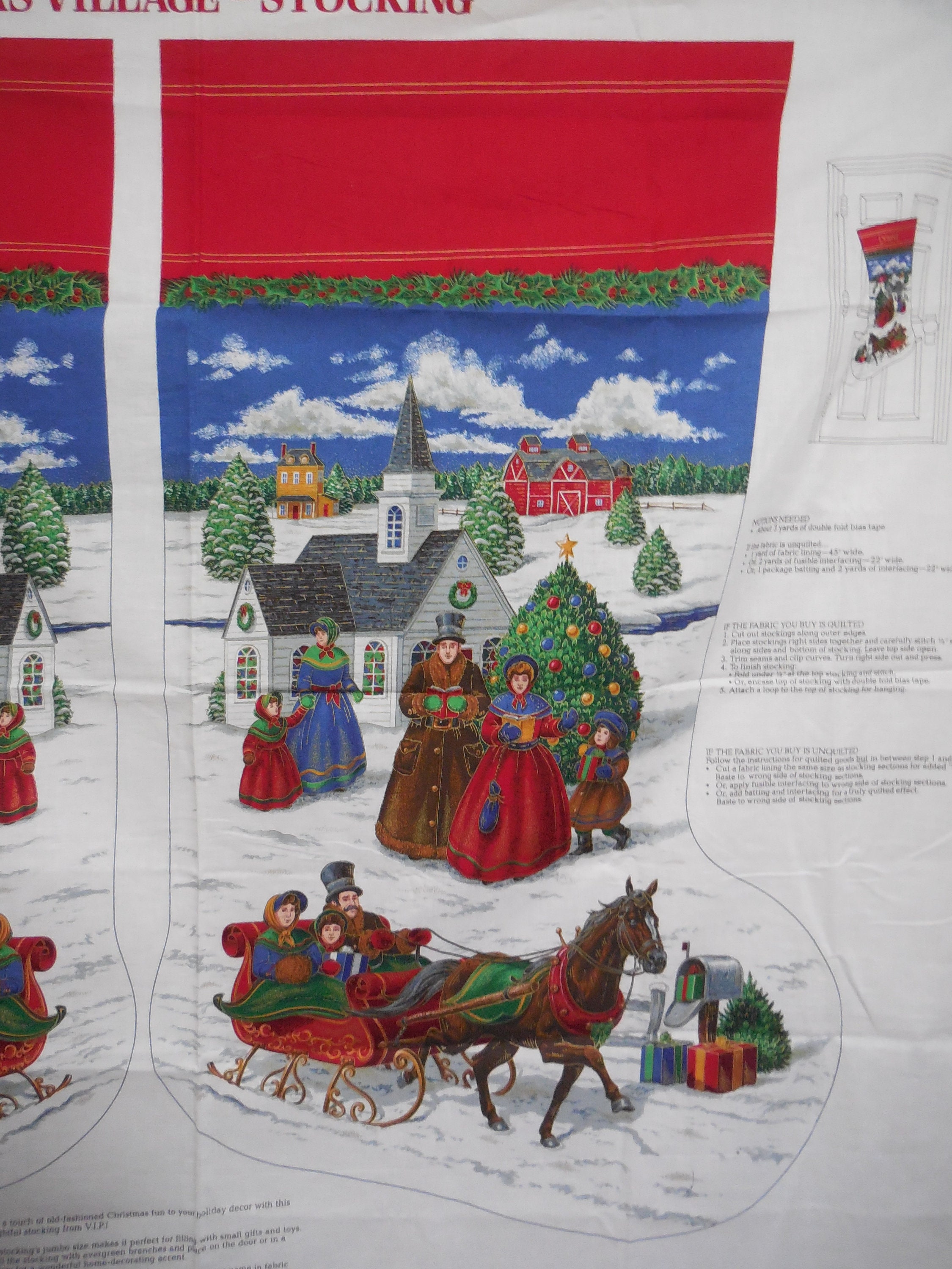 Vintage Cranston Jumbo Christmas Stocking Fabric Craft Panel Etsy