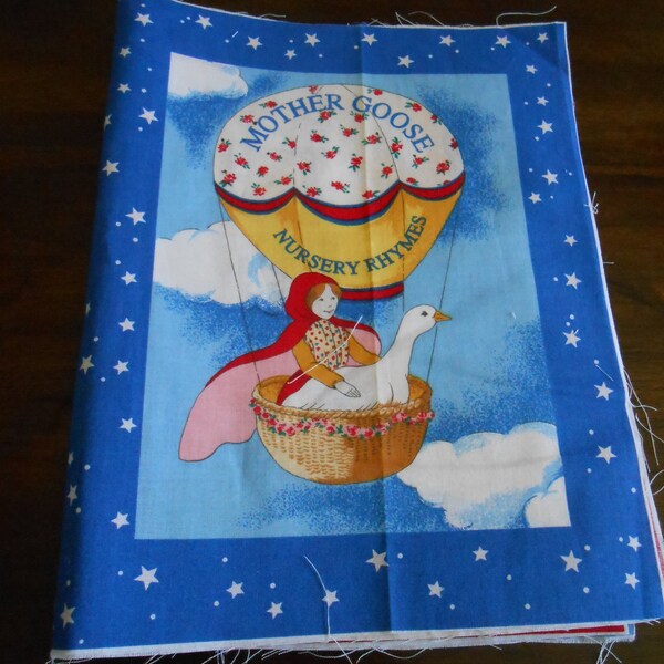 Vintage Mother Goose Nursery Rhymes cloth book fabric craft panel