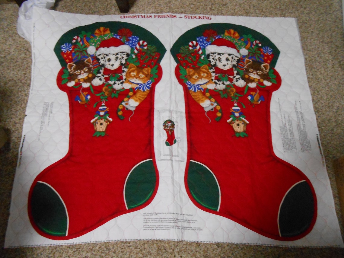 Vintage Cranston Jumbo Christmas Stocking Quilted craft panel Etsy