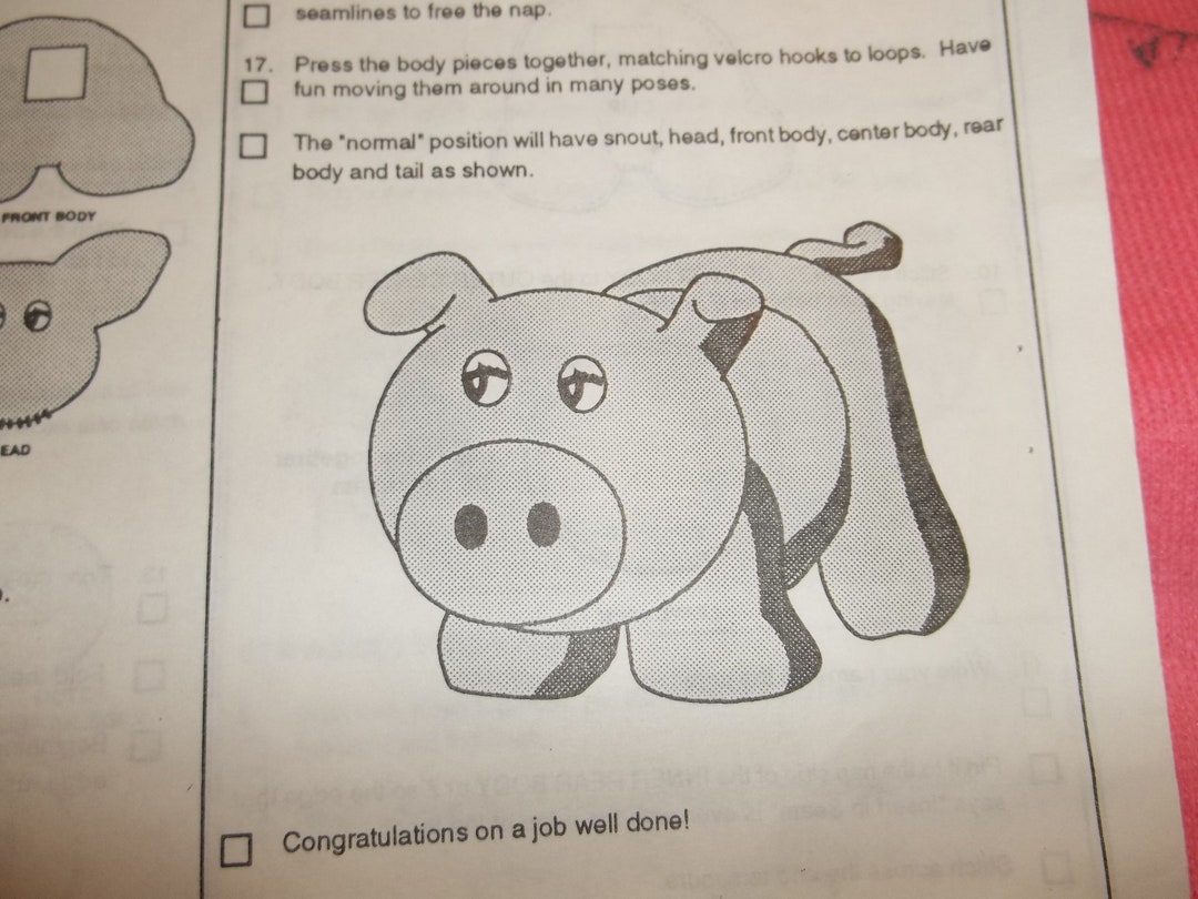 Vintage Haan Crafts Take a Part Pig Plush Animal Kit Etsy