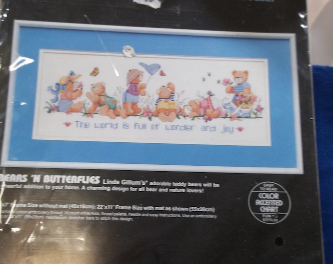 Vintage Dimensions Bear & Butterflies Counted Cross Stitch Kit - Etsy